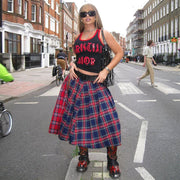 Patchwork Contrast Color Plaid Split Skirt GNZD 7993SG