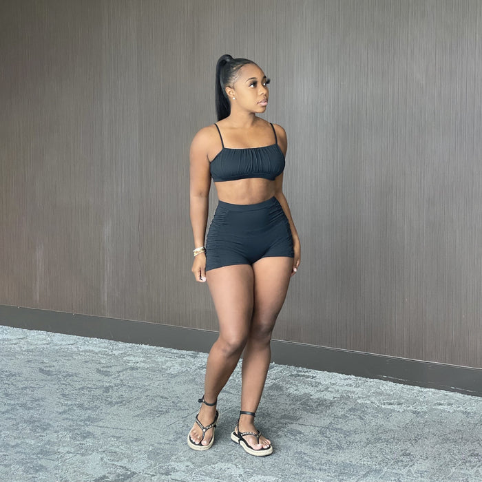 Solid Color Camisole Shorts Two Piece Sets YIBF 6079