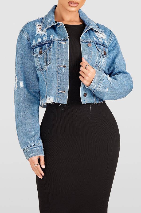 Long Sleeve Denim Short Jackets GKNF TSC 1052