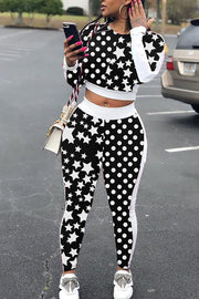Plus Size Stars Polka Dots Sport Pants Suit GAWE 5872