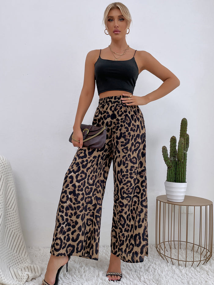 Leopard Print Loose Wide Leg Pants GYXN 52393