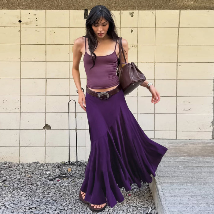 Solid Color Irregular Long Fishtail Skirt GPKJ MR50225