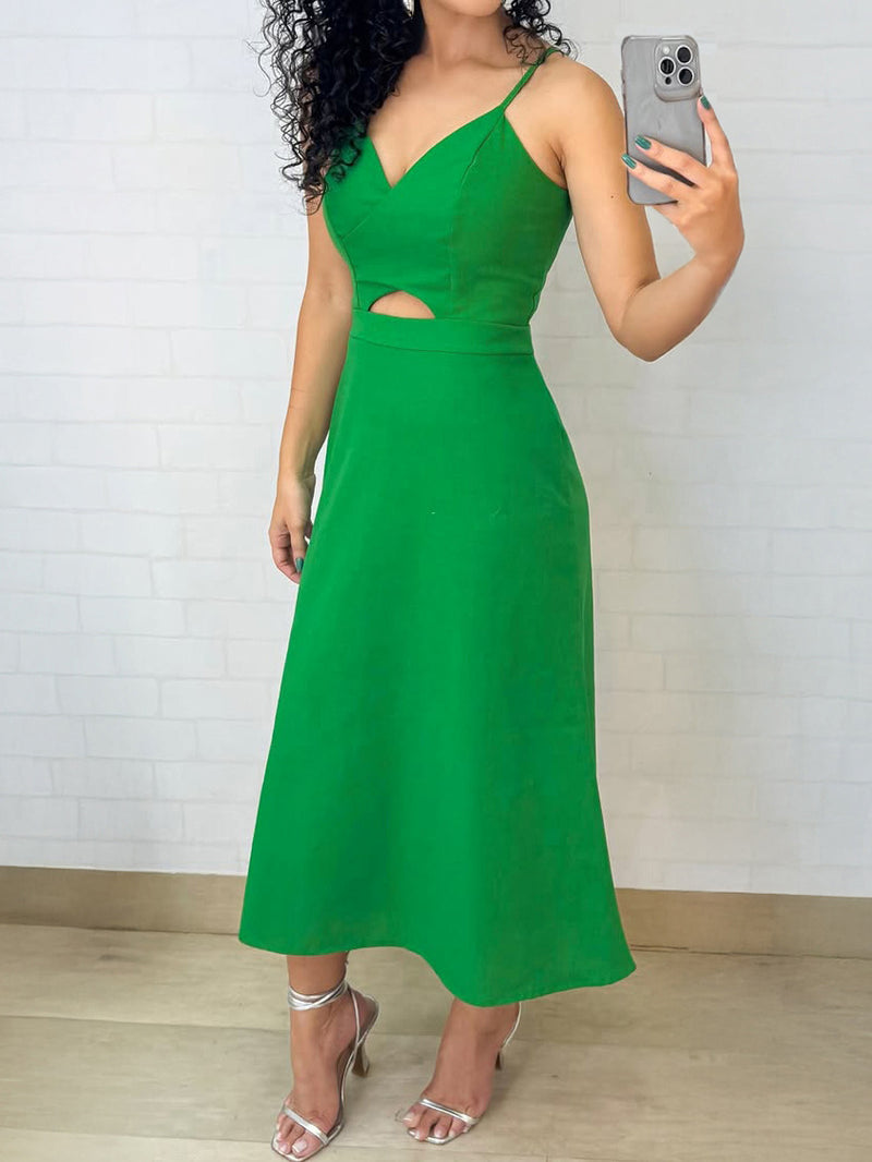 V Neck Hollow Out Sling Maxi Dress GYLY 10689