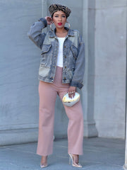 Loose Lapel Long Sleeve Denim Jackets GYLN 9090