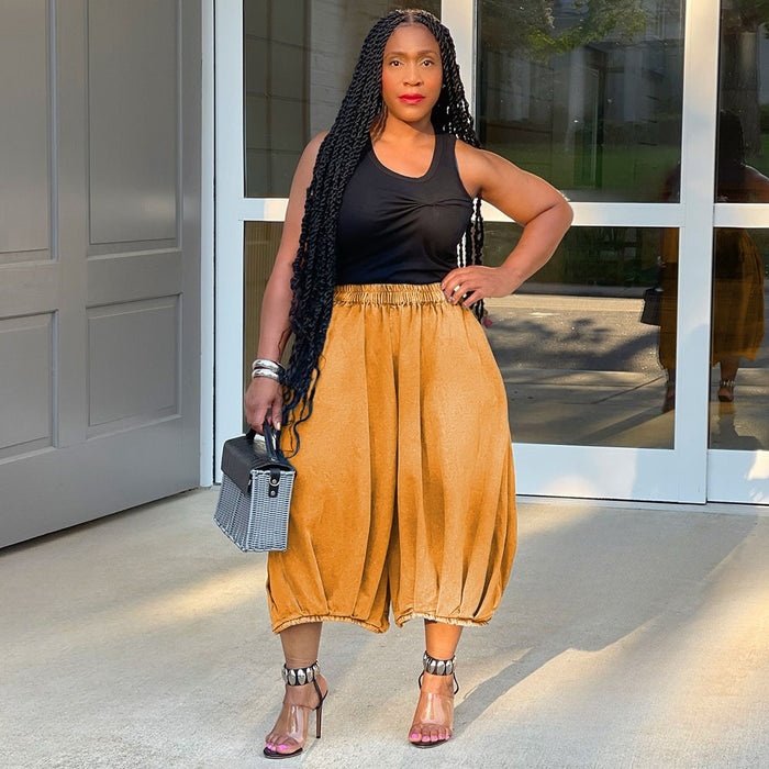 Plus Size Fashion Loose Denim Wide Leg Pants NYF 8303