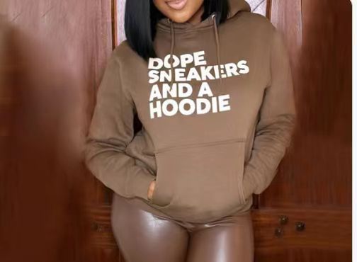 Letter Print Hooded Sweatshirt QYXZ 9158