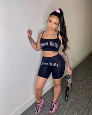 Letter Print Camisole Shorts Two Piece Set WSM 5154