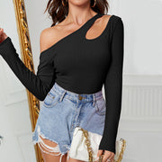 Off Shoulder Irregular Knits Tops GYSQ QCCF0920