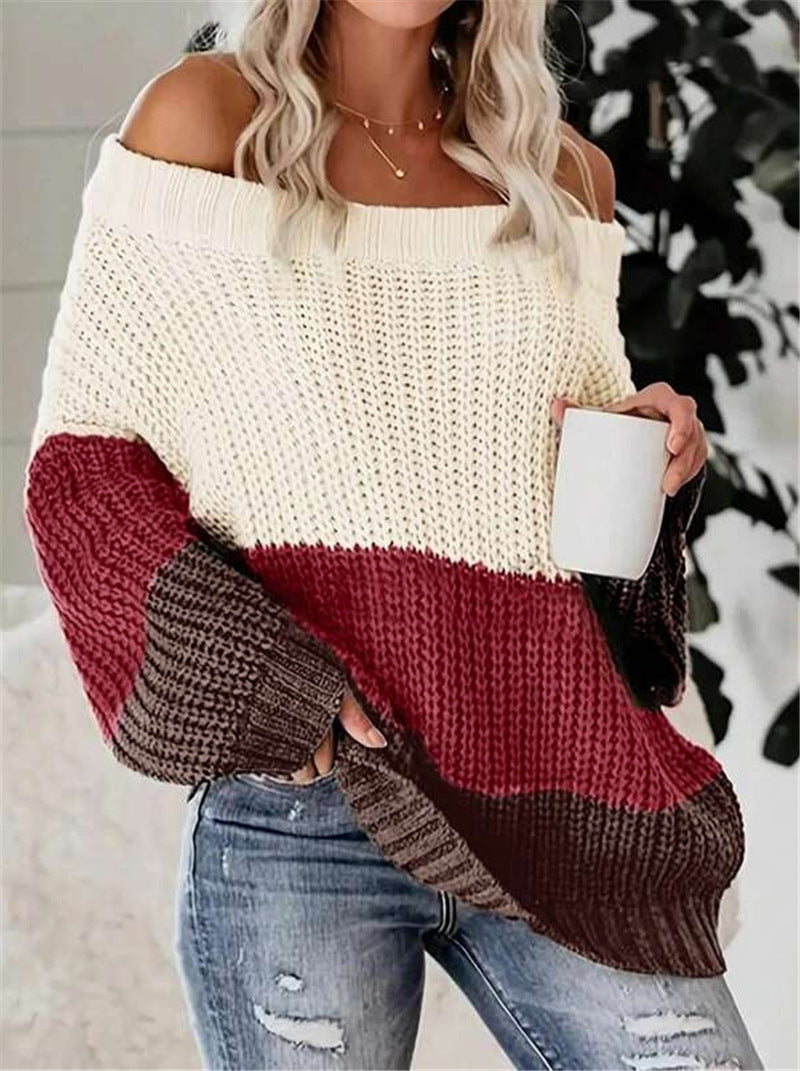 Color Block Loose Knits Sweater GZYF 1096