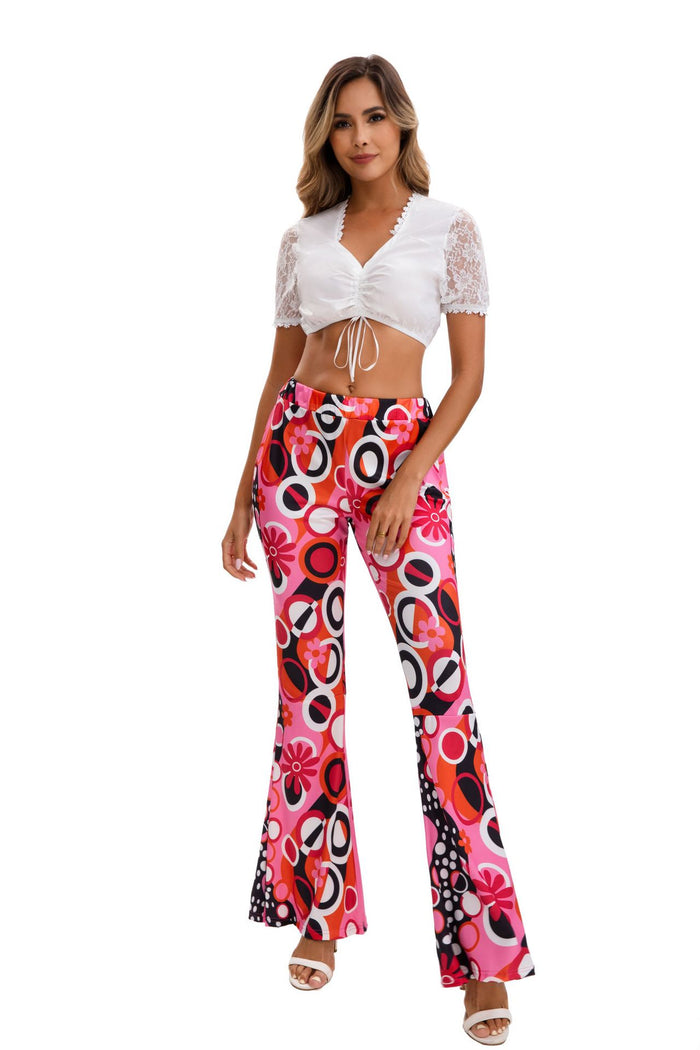 Color blocked Printed Flared Pants Headscarf GMMD 24666
