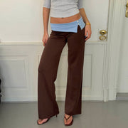 Contrast Color Split Straight Pants GPKJ MR49566
