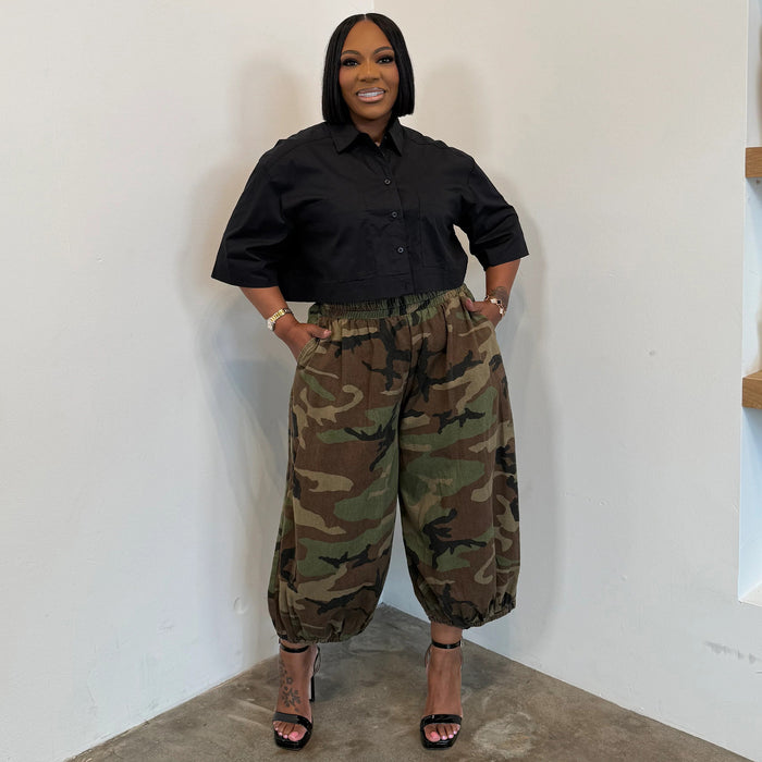 Plus Size Camouflage Print Loose Pants NNWF 8164