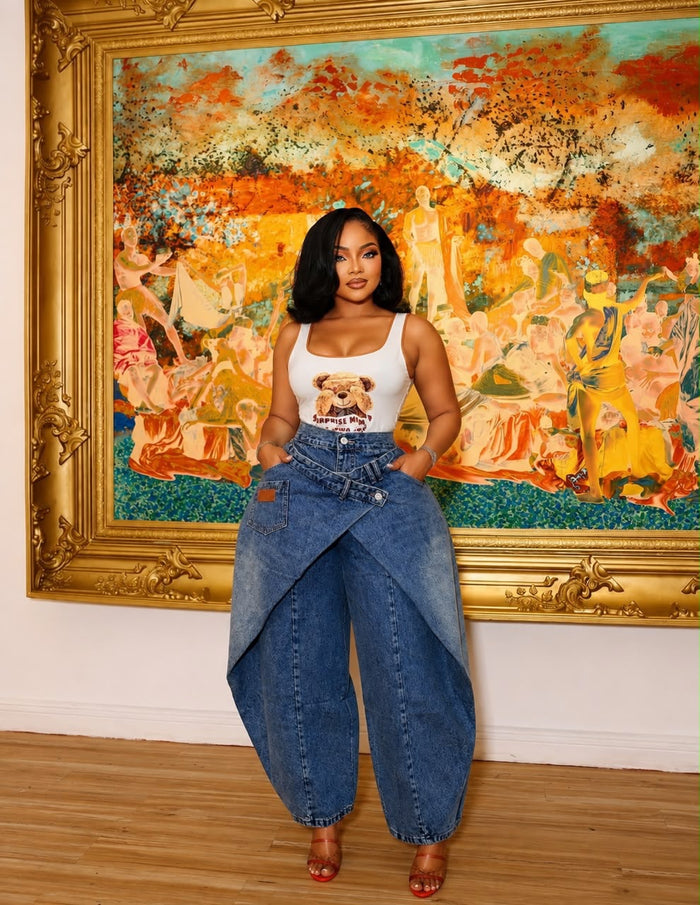 Fashion Loose Denim Wide Leg Pants SH 391594