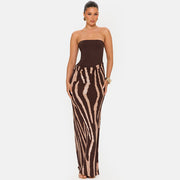 Leopard Print Patchwork Tube Top Dress GSZM C26DS269