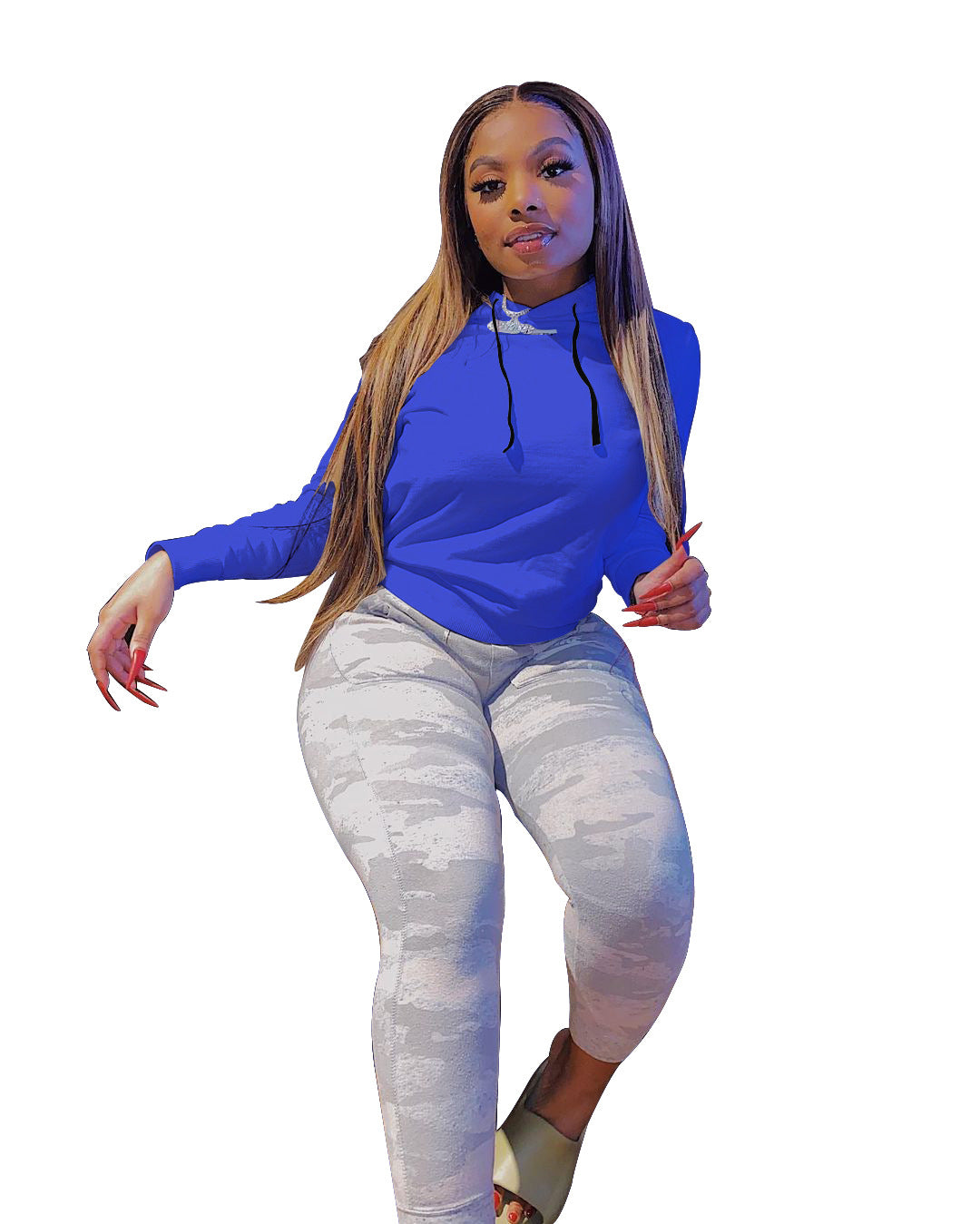 Spring Solid Color Hooded Long Sleeve Casual Sweatshirts FOSF 8041
