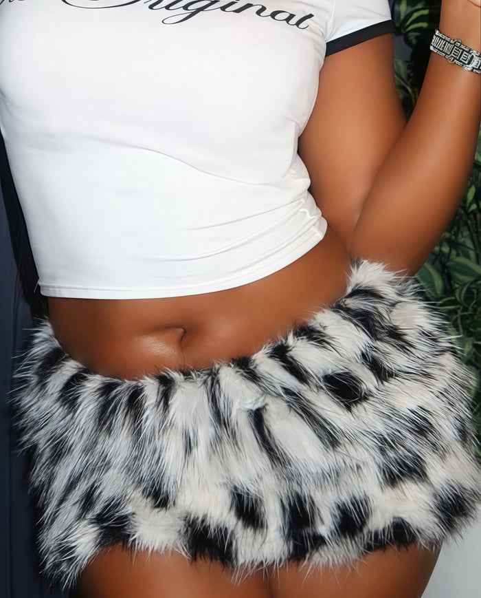 Furry Color Block Sexy Half body Skirt GXIN S 8848