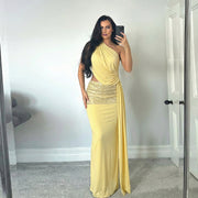 Single Shoulder Slash Neck Maxi Dress GZJQ R6S08362A