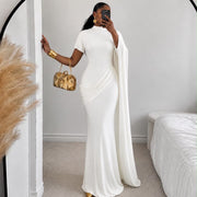 Solid Color Irregular Sleeve Maxi Dress GJYO JD305780