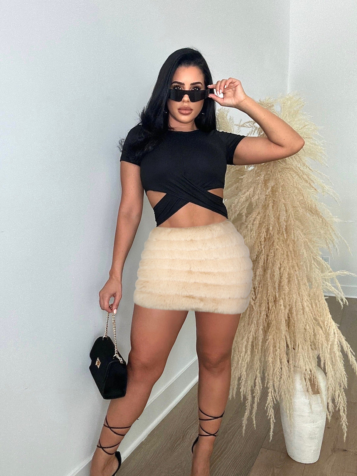 Solid Color Zipper Plush MIni Skirt ZSD 0626