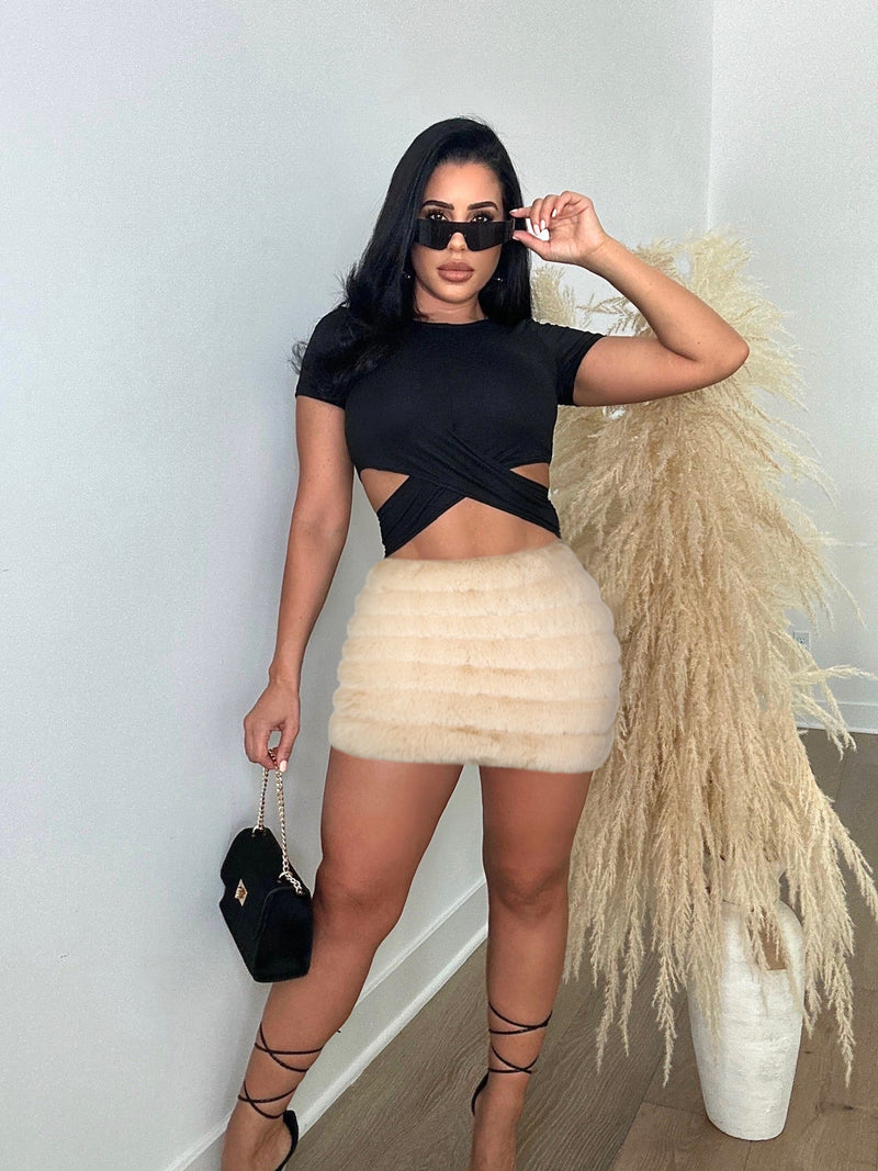 Solid Color Zipper Plush MIni Skirt ZSD 0626