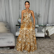 Leopard Print Hollow Out Maxi Dress BY 7769