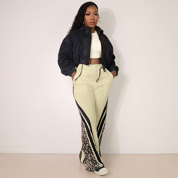 Leopard Print Patchwork Loose Sweatpant OD 8719