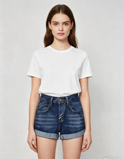 Embroidered Butterfly Heart Denim Shorts GQLF 6969
