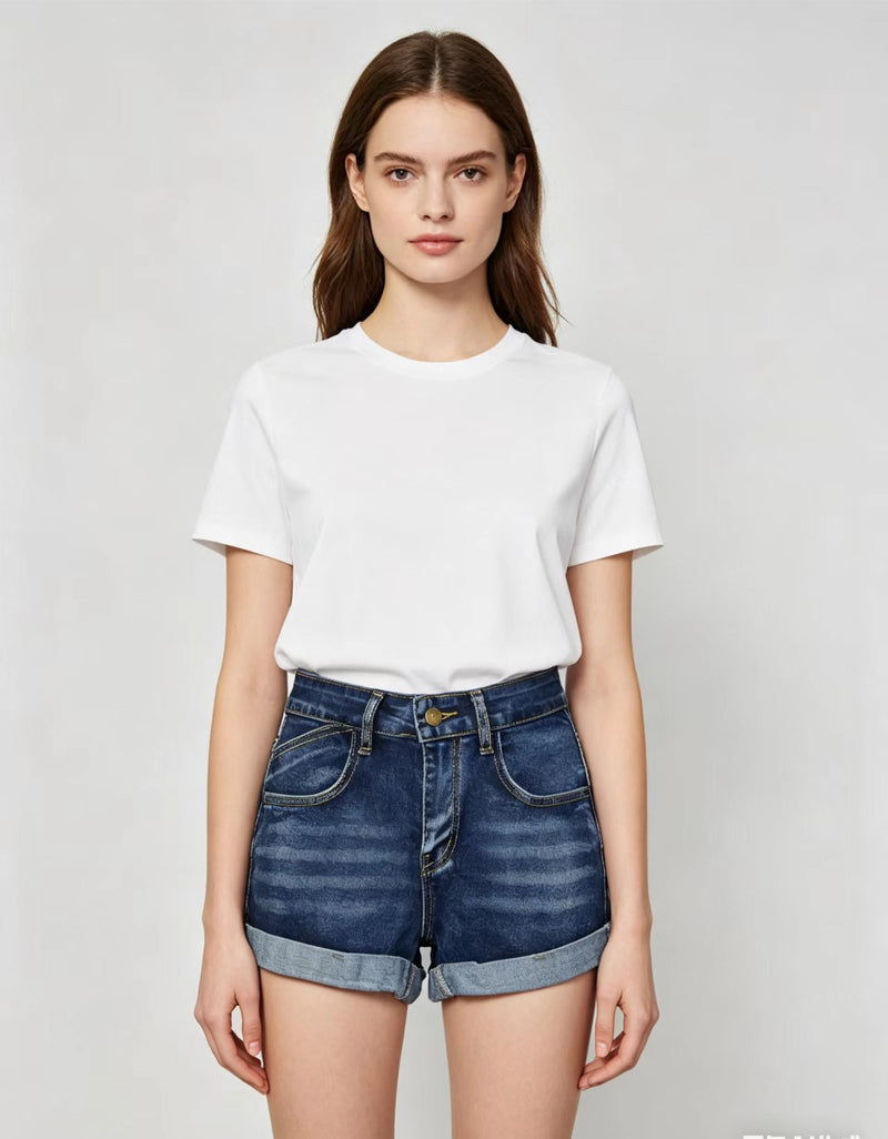 Embroidered Butterfly Heart Denim Shorts GQLF 6969
