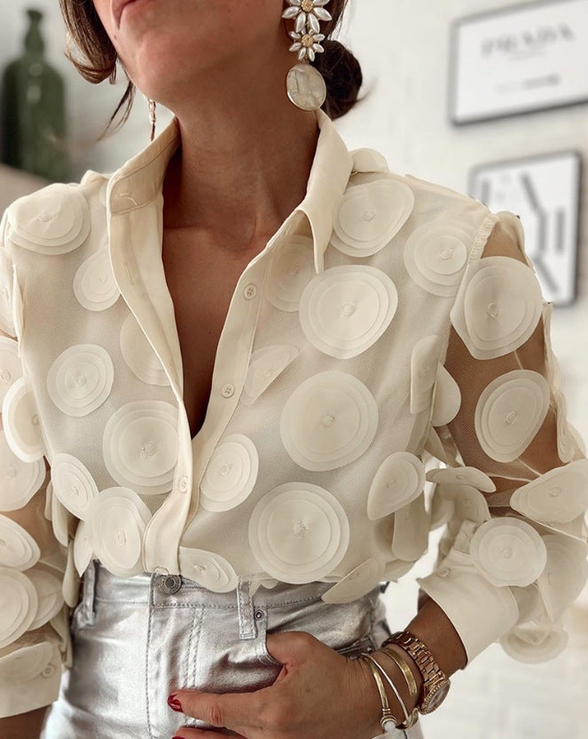 See Through Mesh Long Sleeve Shirt GJMF 97773