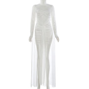 Mesh Patchwork See Through Mini Dress GZJQ K6D14285A