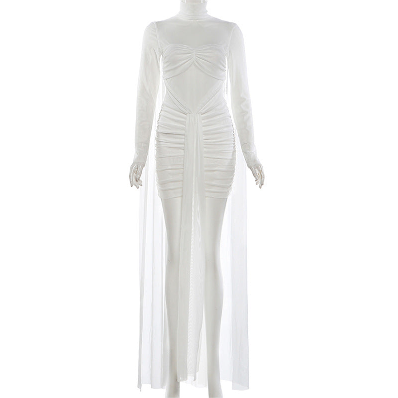 Mesh Patchwork See Through Mini Dress GZJQ K6D14285A