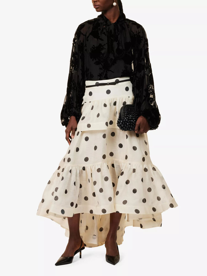 Fashion Wave Ruffle Cake Long Skirt Without Belt SHD 9777