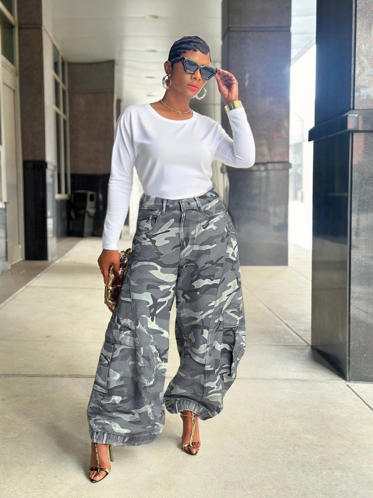 Camouflage Print Loose Wide Leg Pants GYLN 4322