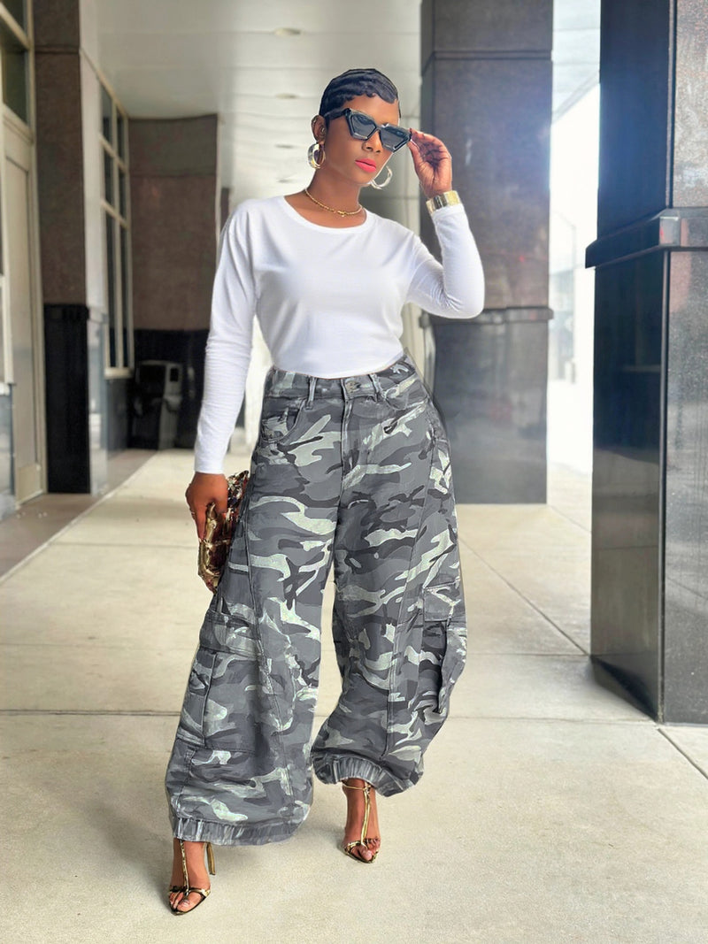 Camouflage Print Loose Wide Leg Pants GYLN 4322