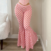 Polka Dot Print Flare Pants GSZM Q26PT084