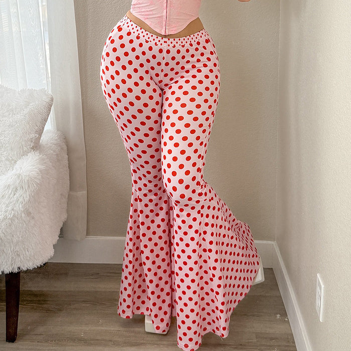 Polka Dot Print Flare Pants GSZM Q26PT084