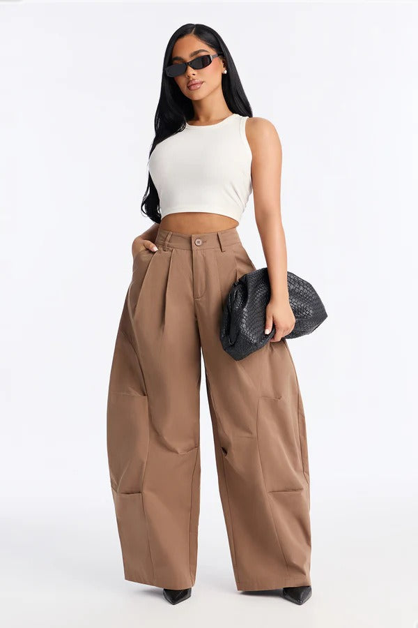 Solid Color Wide Leg Pants SH 391660