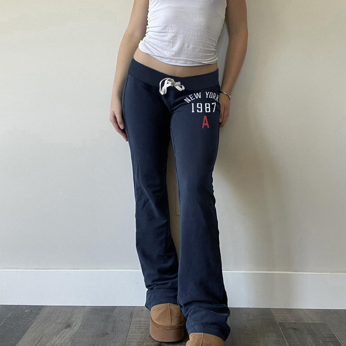 Letter Print Sport Micro Flare Pants GPKJ MR41529
