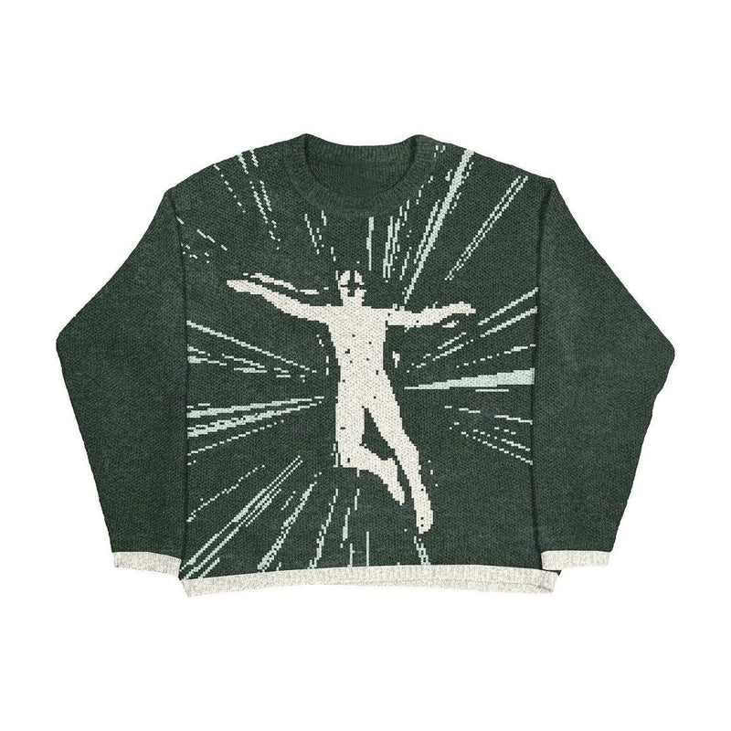 Loose Print Long Sleeve Sweater GBLH 98799