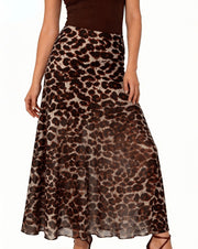 Leopard Print Big Swing Long Skirts GFMA TE2670