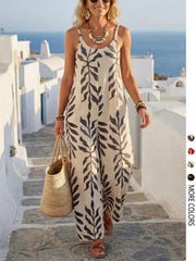 Print Off Shoulder Loose Wide Leg Jumpsuit GSRX 748