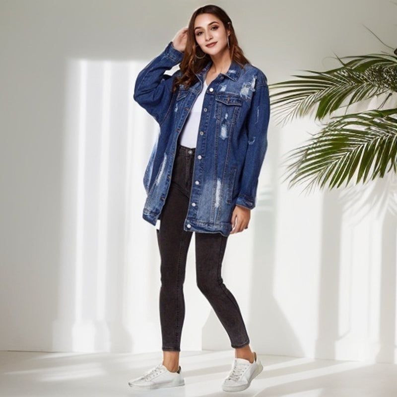 Long Sleeve Lapel Neck Denim Coat GKNF TS CH1173
