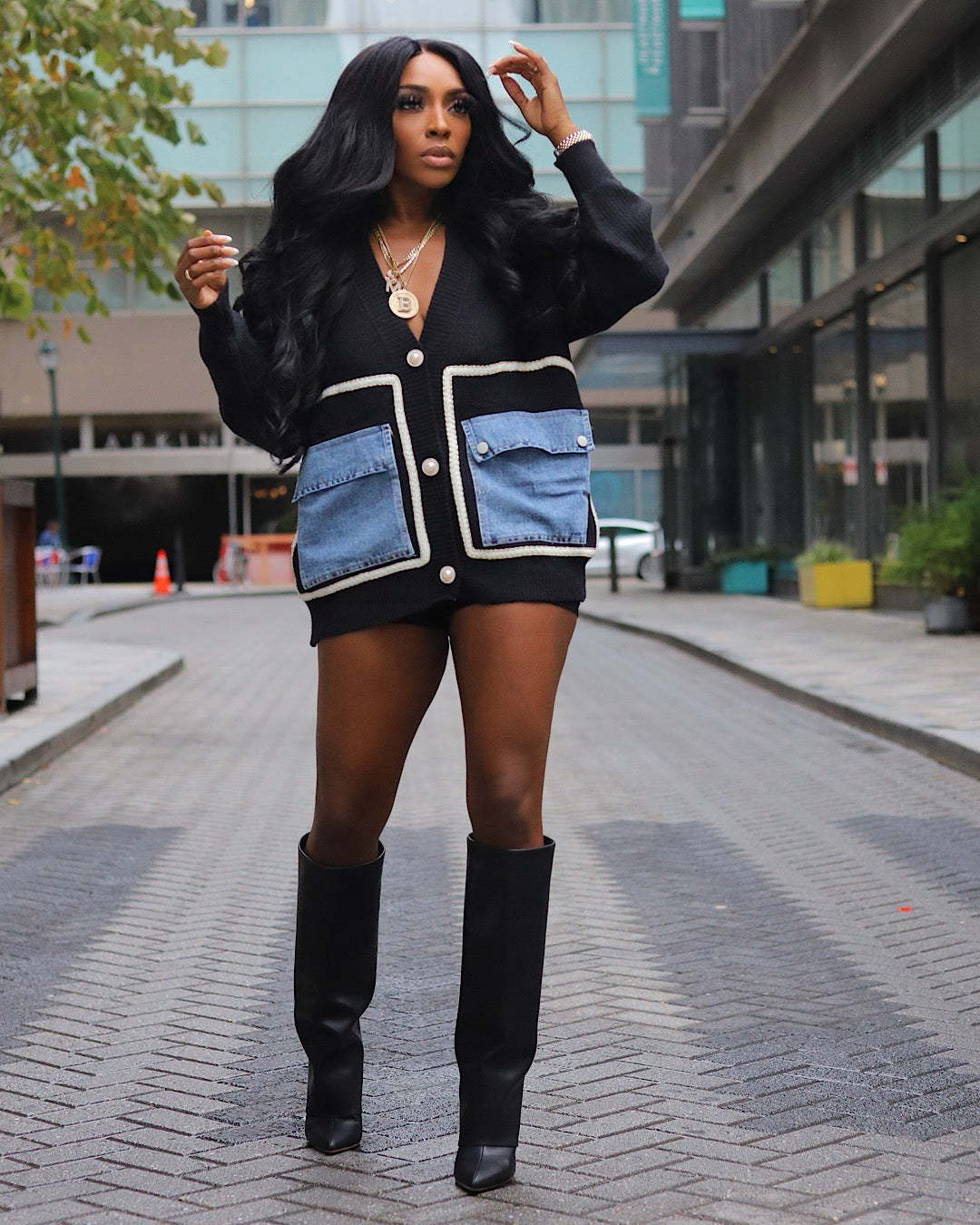 Long Sleeve V Neck Single breasted Sweater ZSD 0338
