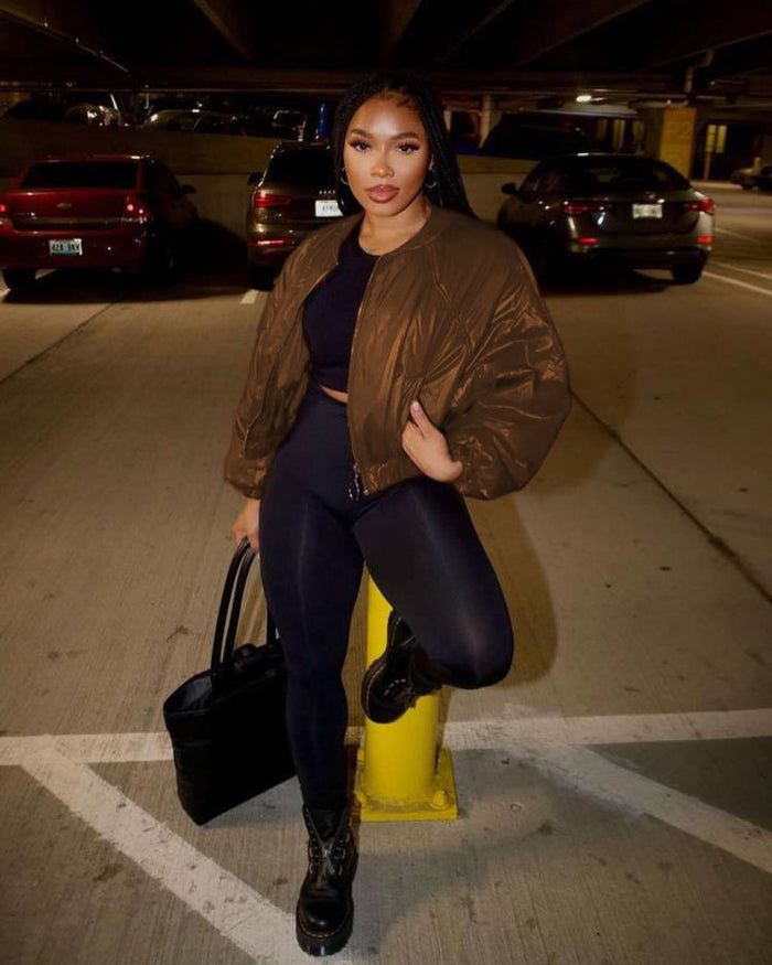 Solid Color Long Sleeve Slim Down Jackets MEM 88513