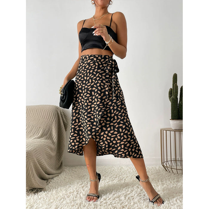 Tie Up Print Split Half Body Skirt GYXN 52379