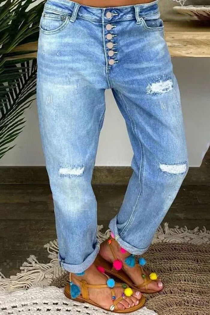 Fashion Washed Loose Straight Jeans GSMF JG2686