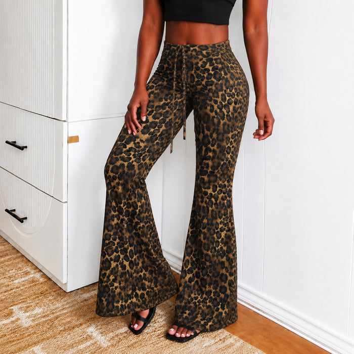 Leopard Print Micro Flare Pants GPKJ MR50423