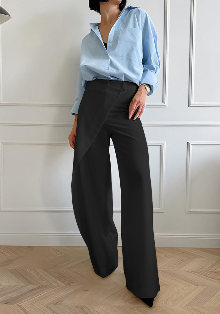 Solid Color Irregular Straight Pants QODY 6076