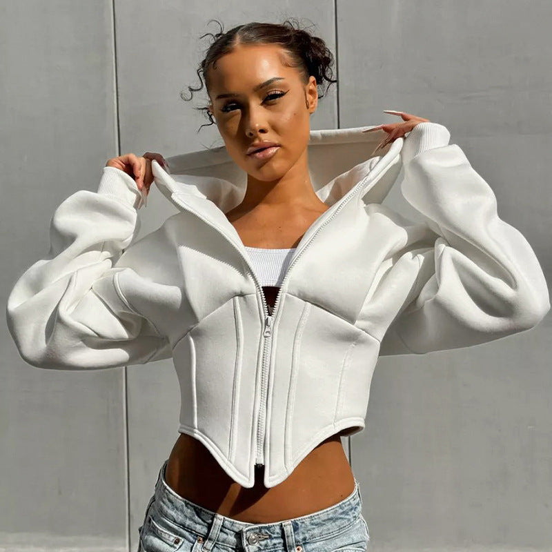 Casual Long Sleeve Zip Up Hooded Coats GSBD G24TP143
