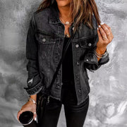 Fashion Holes Lapel Denim Jacket GKNF TSX 022
